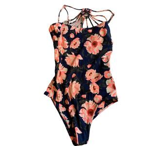 Tori Praver Swimwear One Piece Bathing Suit Swimsuit Dark Floral Print XS